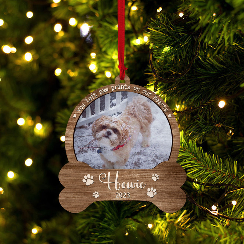 Personalized Pet Ornament, You Left Paw Prints, Dog Paw Ornament, Dog Memorial Ornament, Dog Memorial Gift, Loss of Pet, Christmas Keepsake - 4.jpg