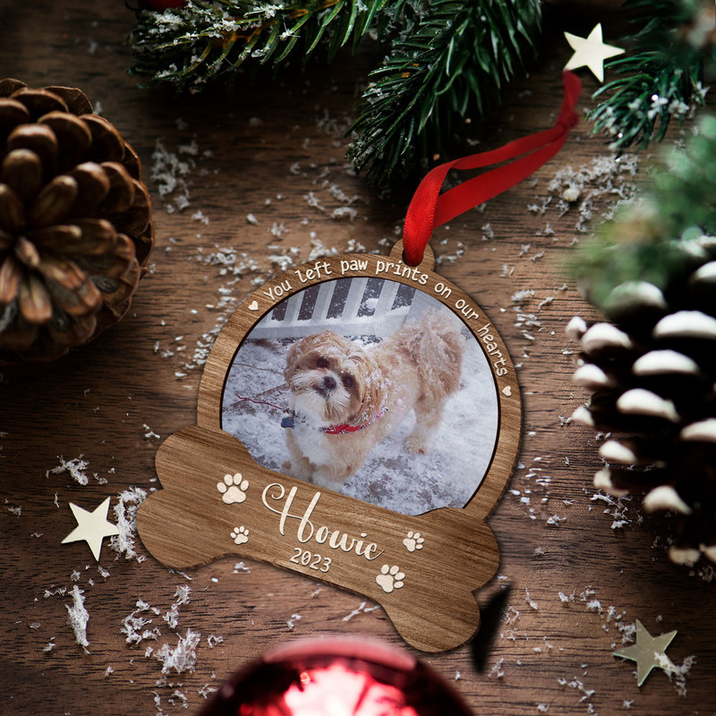 Personalized Pet Ornament, You Left Paw Prints, Dog Paw Ornament, Dog Memorial Ornament, Dog Memorial Gift, Loss of Pet, Christmas Keepsake - 5.jpg