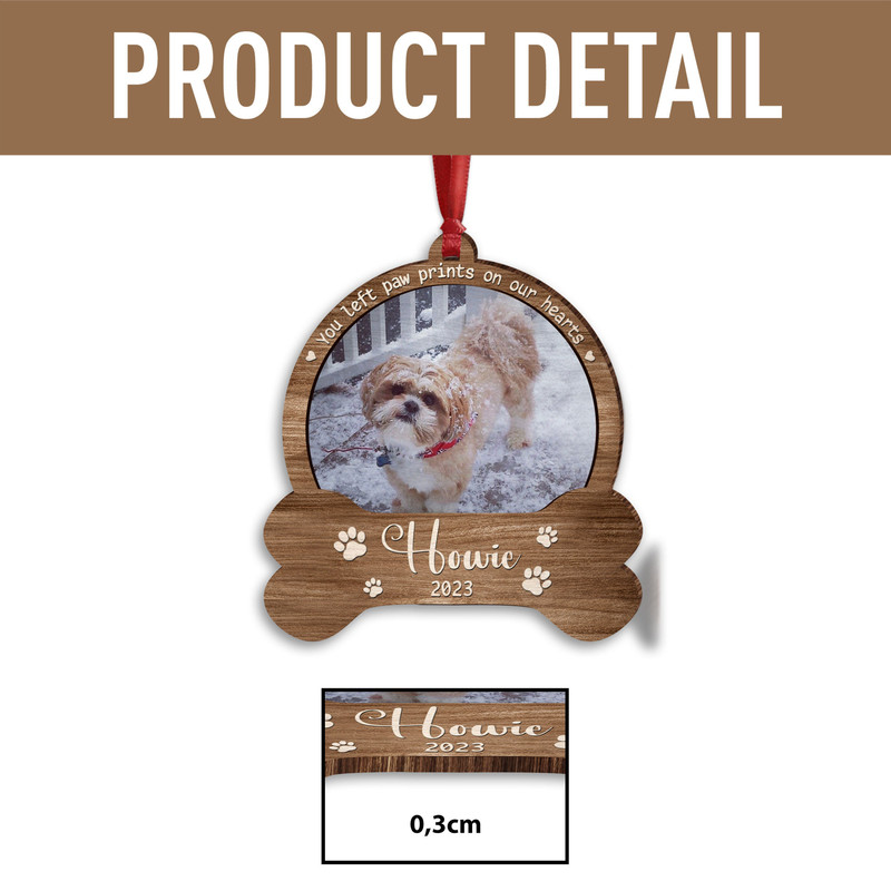 Personalized Pet Ornament, You Left Paw Prints, Dog Paw Ornament, Dog Memorial Ornament, Dog Memorial Gift, Loss of Pet, Christmas Keepsake - 6.jpg