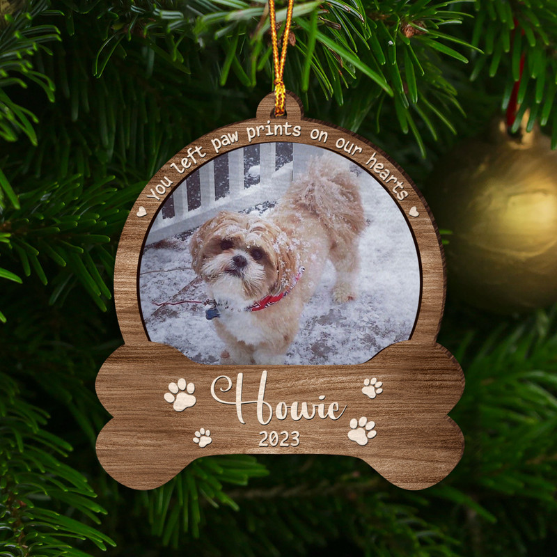 Personalized Pet Ornament, You Left Paw Prints, Dog Paw Ornament, Dog Memorial Ornament, Dog Memorial Gift, Loss of Pet, Christmas Keepsake - 7.jpg