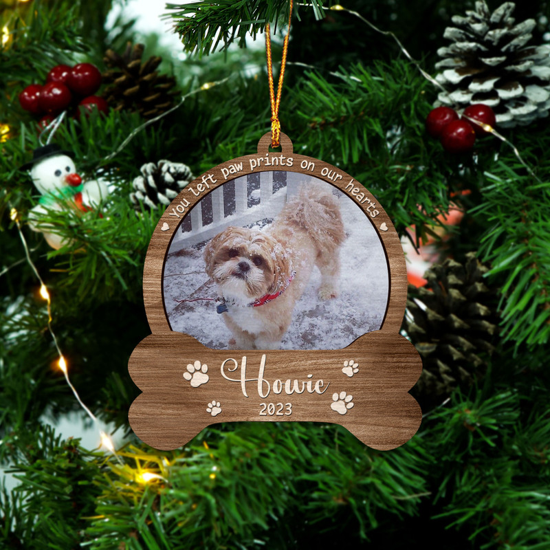 Personalized Pet Ornament, You Left Paw Prints, Dog Paw Ornament, Dog Memorial Ornament, Dog Memorial Gift, Loss of Pet, Christmas Keepsake - 8.jpg