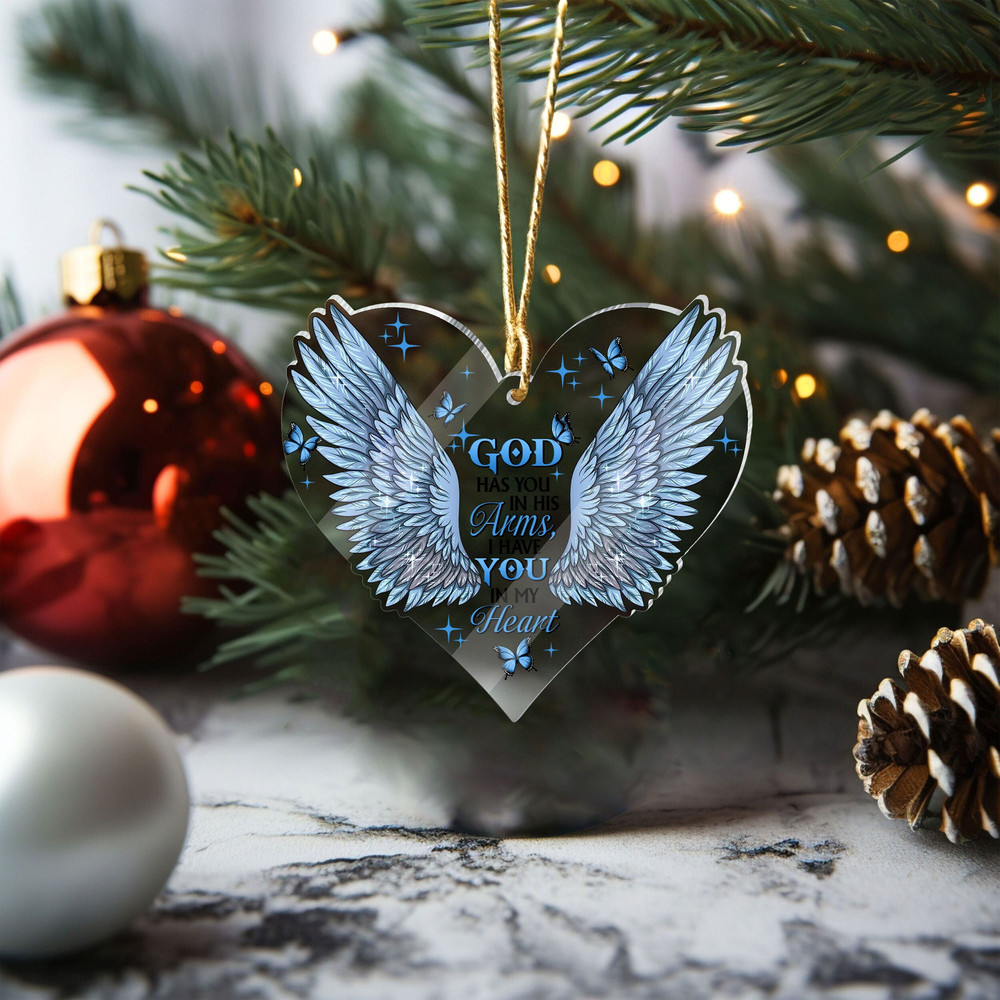 Sympathy Acrylic Ornament - God Has You in His Arms, I Have You in My Heart Memorial Ornament, Faith Christmas Ornament, Christian Ornament - 1.jpg