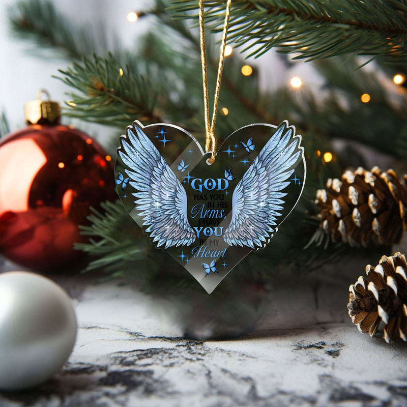 Sympathy Acrylic Ornament - God Has You in His Arms, I Have You in My Heart Memorial Ornament, Faith Christmas Ornament, Christian Ornament - 1.jpg