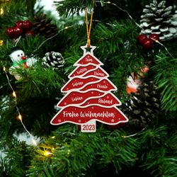 wood family ornament, personalized ornament, tree decoration