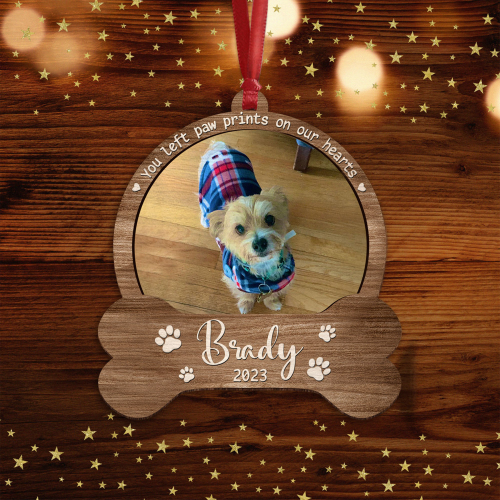 You Left Paw Prints, Personalized Pet Ornament, Dog Paw Ornament, Dog Memorial Ornament, Dog Memorial Gift, Loss of Pet, Christmas Keepsake - 2.jpg