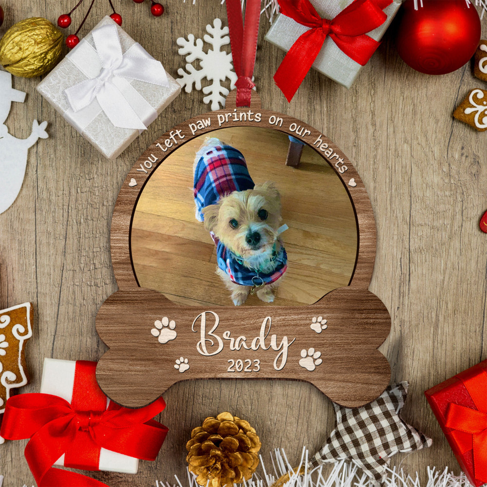 You Left Paw Prints, Personalized Pet Ornament, Dog Paw Ornament, Dog Memorial Ornament, Dog Memorial Gift, Loss of Pet, Christmas Keepsake - 4.jpg