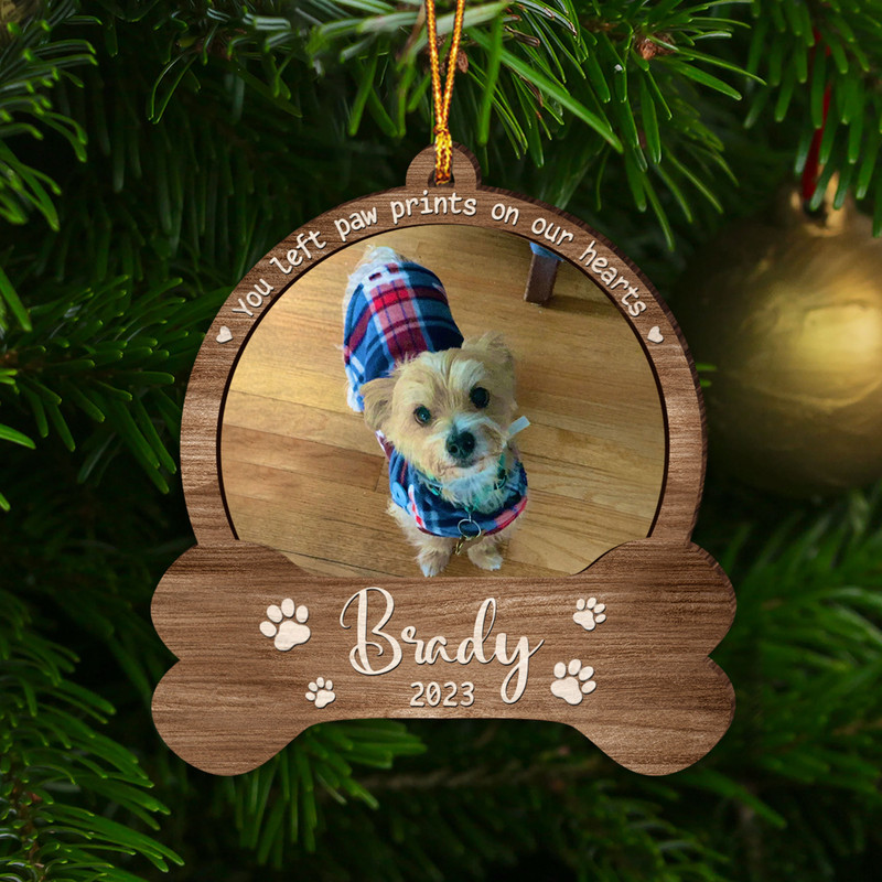 You Left Paw Prints, Personalized Pet Ornament, Dog Paw Ornament, Dog Memorial Ornament, Dog Memorial Gift, Loss of Pet, Christmas Keepsake - 5.jpg