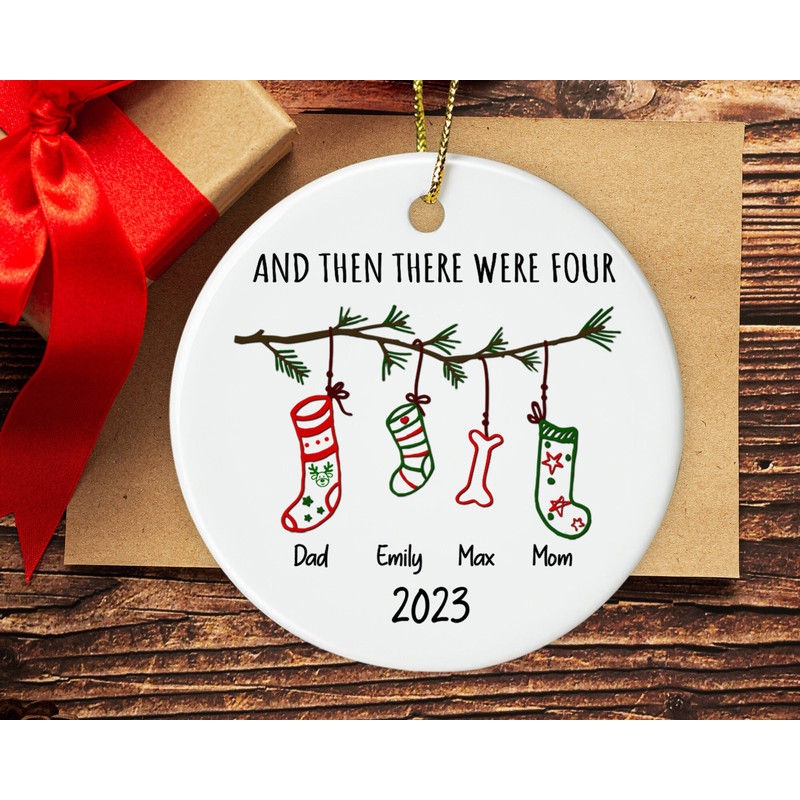 And Then There Were Four Ornament, 2023 Christmas Ornament, Family Christmas Ornament, Family and Baby and Pet Ornament, Christmas Decor - 2.jpg