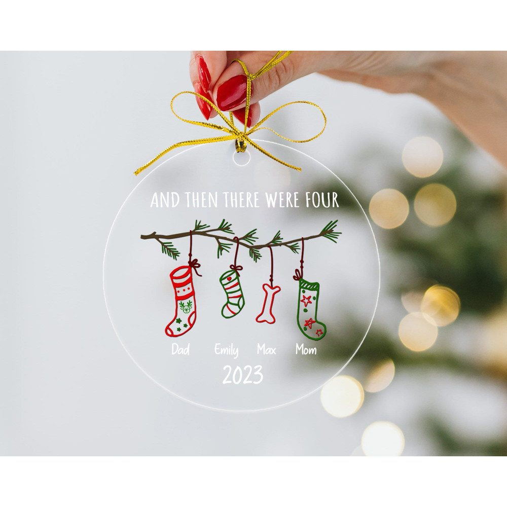 And Then There Were Four Ornament, 2023 Christmas Ornament, Family Christmas Ornament, Family and Baby and Pet Ornament, Christmas Decor - 3.jpg