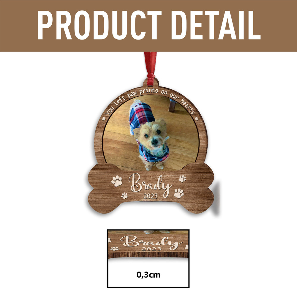 You Left Paw Prints, Personalized Pet Ornament, Dog Paw Ornament, Dog Memorial Ornament, Dog Memorial Gift, Loss of Pet, Christmas Keepsake - 6.jpg