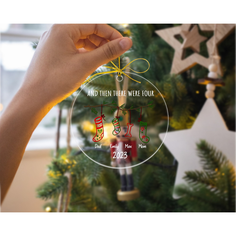 And Then There Were Four Ornament, 2023 Christmas Ornament, Family Christmas Ornament, Family and Baby and Pet Ornament, Christmas Decor - 5.jpg