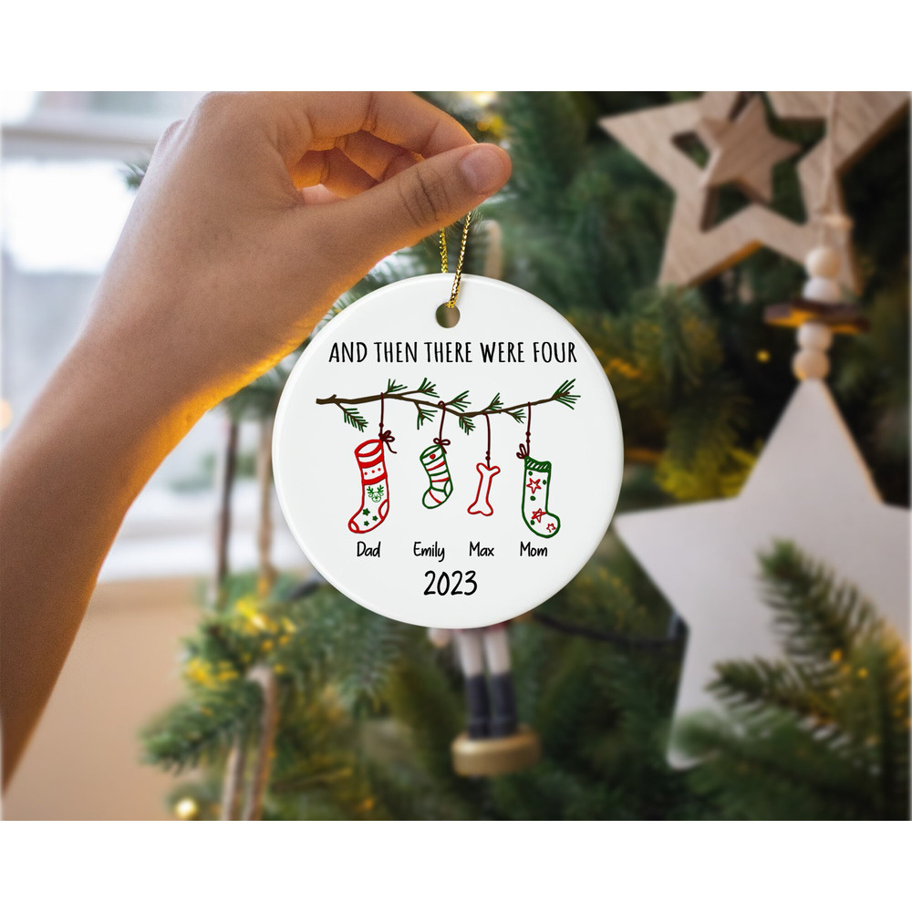 And Then There Were Four Ornament, 2023 Christmas Ornament, Family Christmas Ornament, Family and Baby and Pet Ornament, Christmas Decor - 6.jpg