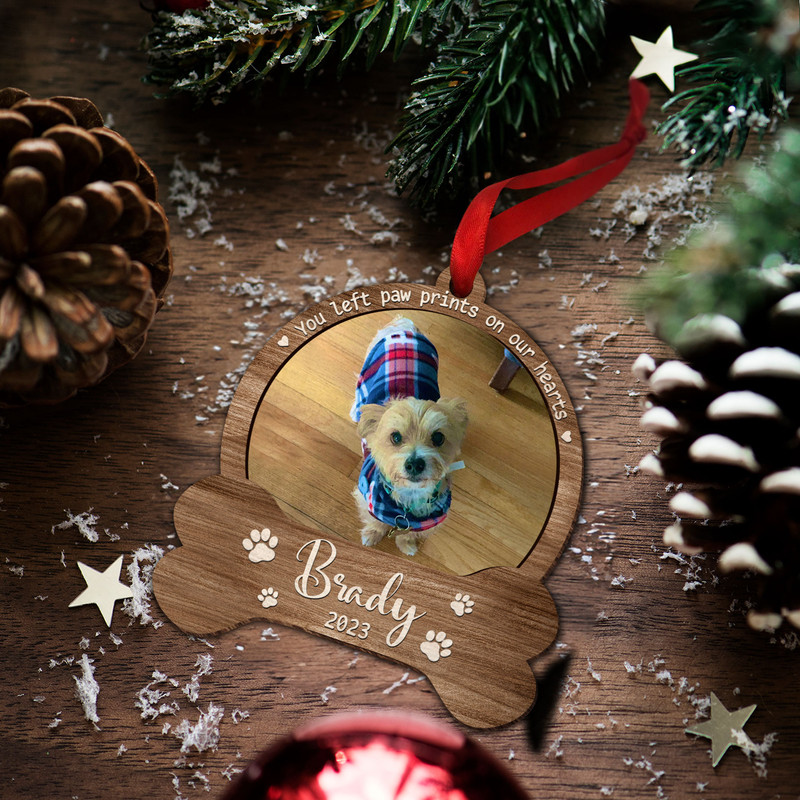 You Left Paw Prints, Personalized Pet Ornament, Dog Paw Ornament, Dog Memorial Ornament, Dog Memorial Gift, Loss of Pet, Christmas Keepsake - 8.jpg