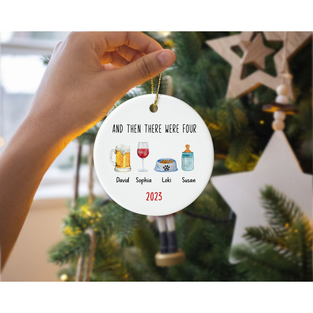 And Then There Were Four Ornament, Family Christmas Ornament, 2023 Christmas Ornament, Family and Baby and Pet Ornament, Christmas Decor - 3.jpg