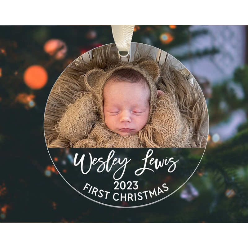 Custom Baby First Christmas Ornament, Personalized Baby Photo Ornament, New Baby Gift, Baby 1st Christmas Ornament, Xmas Family Keepsake - 1.jpg