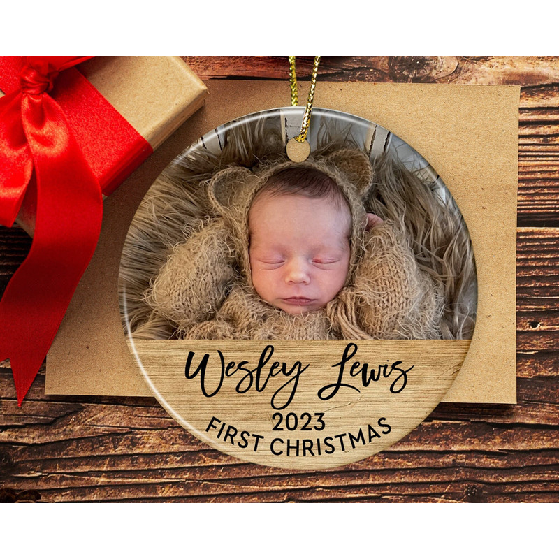 Custom Baby First Christmas Ornament, Personalized Baby Photo Ornament, New Baby Gift, Baby 1st Christmas Ornament, Xmas Family Keepsake - 2.jpg