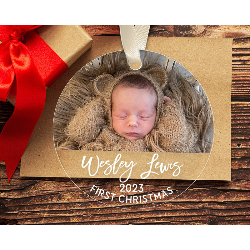 Custom Baby First Christmas Ornament, Personalized Baby Photo Ornament, New Baby Gift, Baby 1st Christmas Ornament, Xmas Family Keepsake - 3.jpg