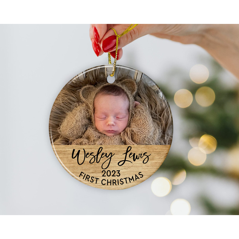 Custom Baby First Christmas Ornament, Personalized Baby Photo Ornament, New Baby Gift, Baby 1st Christmas Ornament, Xmas Family Keepsake - 4.jpg