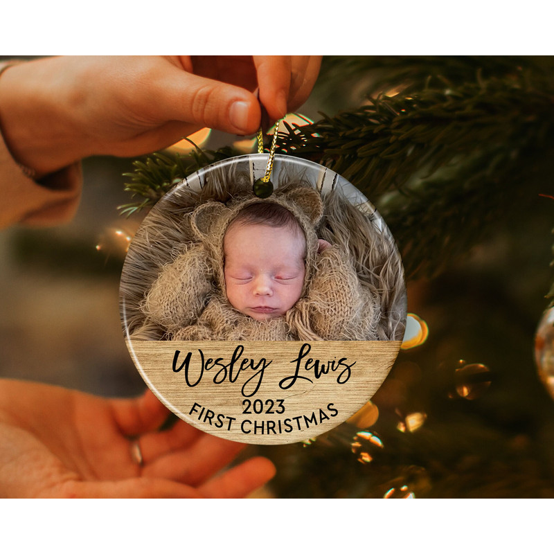 Custom Baby First Christmas Ornament, Personalized Baby Photo Ornament, New Baby Gift, Baby 1st Christmas Ornament, Xmas Family Keepsake - 5.jpg