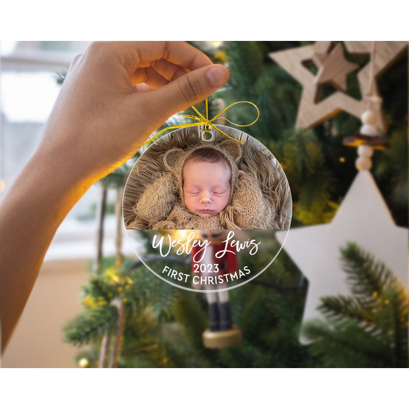 Custom Baby First Christmas Ornament, Personalized Baby Photo Ornament, New Baby Gift, Baby 1st Christmas Ornament, Xmas Family Keepsake - 6.jpg