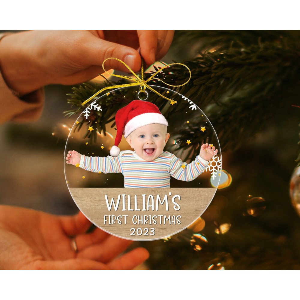 Custom Baby Photo Ornament, Personalized Baby First Christmas Ornament, New Baby Christmas Gift, Baby's 1st Christmas Ornament, Xmas Decor - 1.jpg