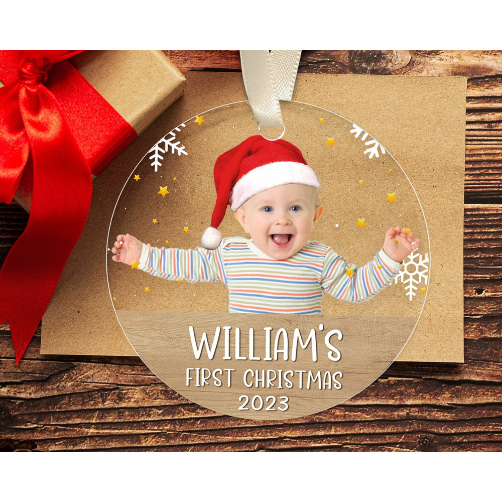 Custom Baby Photo Ornament, Personalized Baby First Christmas Ornament, New Baby Christmas Gift, Baby's 1st Christmas Ornament, Xmas Decor - 2.jpg