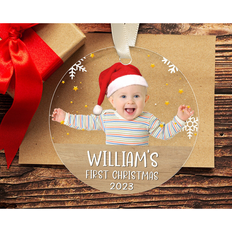 Custom Baby Photo Ornament, Personalized Baby First Christmas Ornament, New Baby Christmas Gift, Baby's 1st Christmas Ornament, Xmas Decor - 2.jpg