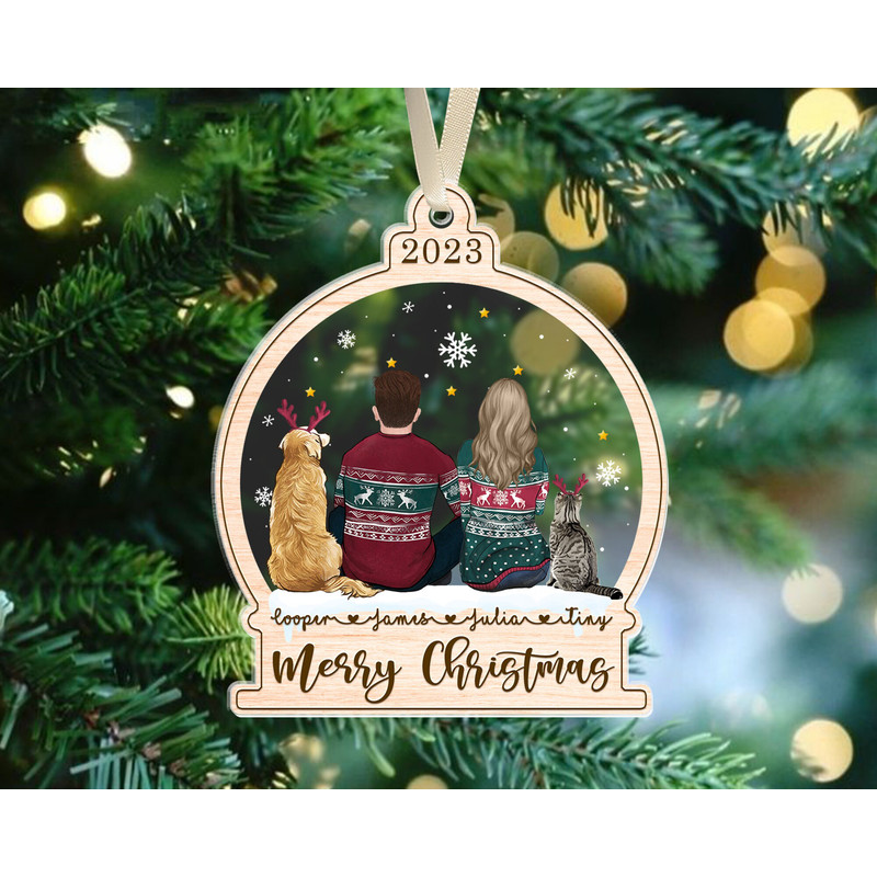Custom Couple and Pet Ornament, Personalized Couple with Dog Ornament, 2023 Christmas Couple Ornament, Couple Keepsake Ornament Xmas Gift - 10.jpg