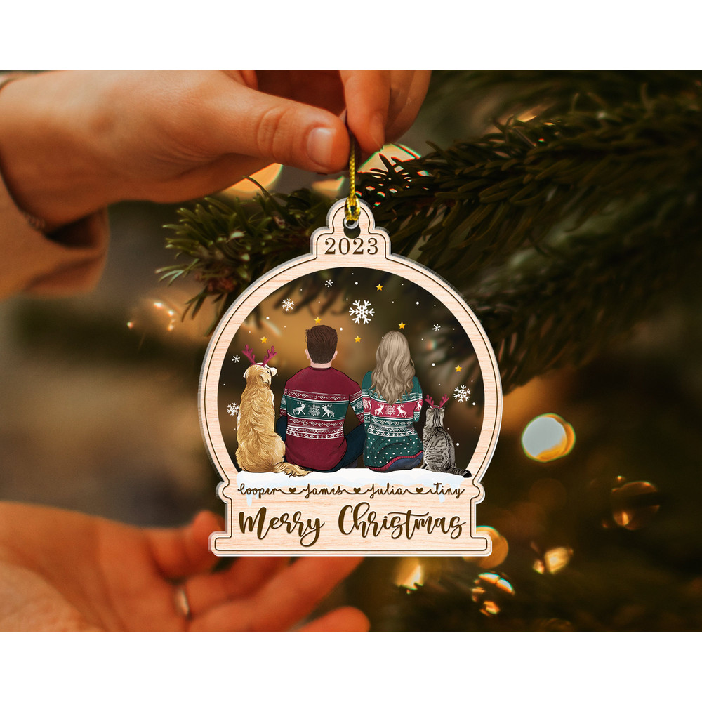 Custom Couple and Pet Ornament, Personalized Couple with Dog Ornament, 2023 Christmas Couple Ornament, Couple Keepsake Ornament Xmas Gift - 9.jpg