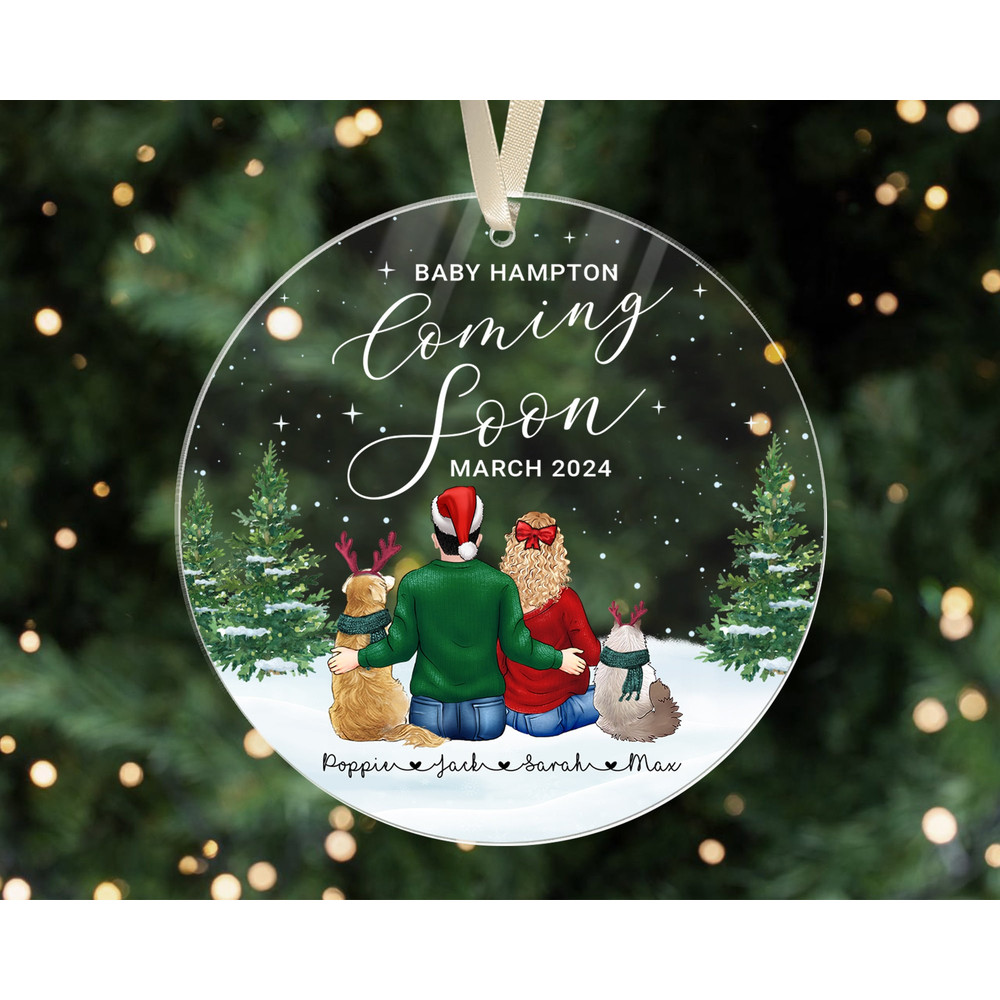 Custom Expecting Family Ornament, Baby Coming Soon Ornament, Pregnancy Announcement Gifts, Custom Family and Pets Ornament, Family Keepsake - 10.jpg