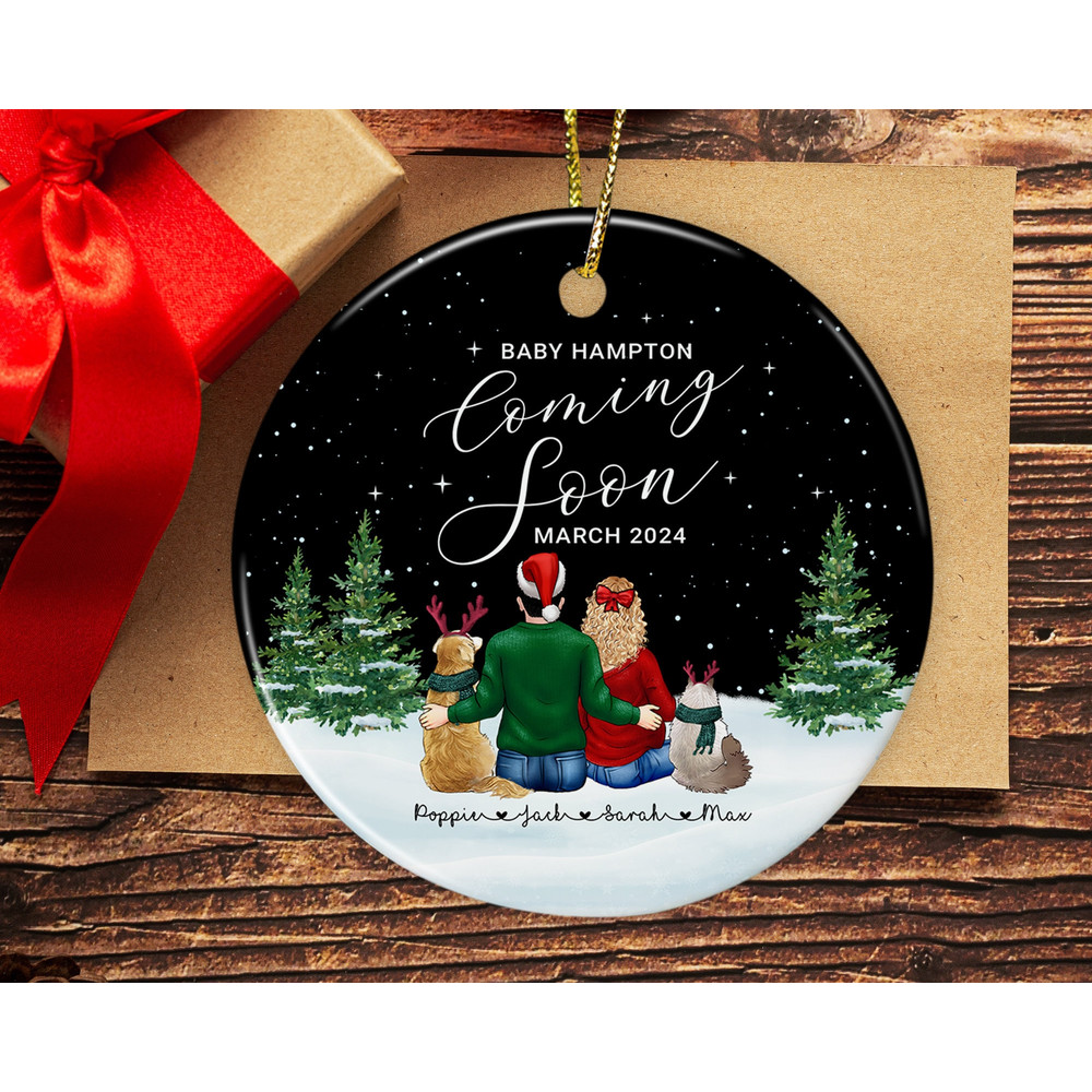 Custom Expecting Family Ornament, Baby Coming Soon Ornament, Pregnancy Announcement Gifts, Custom Family and Pets Ornament, Family Keepsake - 2.jpg