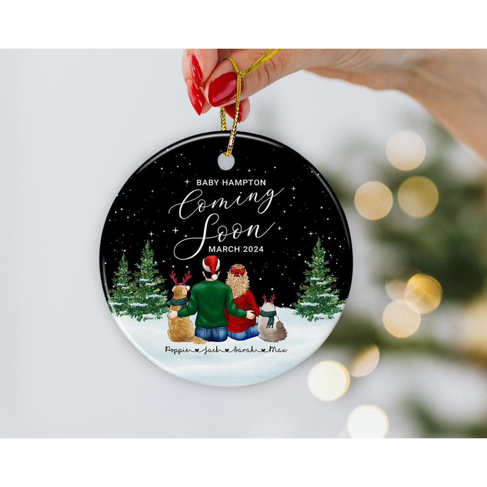 Custom Expecting Family Ornament, Baby Coming Soon Ornament, Pregnancy Announcement Gifts, Custom Family and Pets Ornament, Family Keepsake - 9.jpg