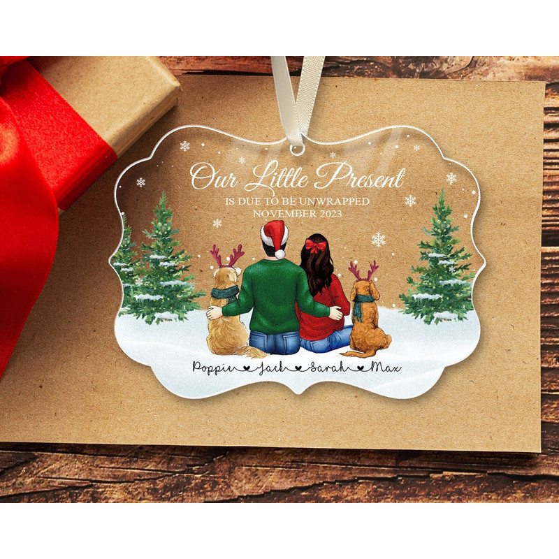 Custom Expecting Family Ornament, Dog Christmas Ornament, Personalized Expecting Parents Ornament, 2023 Christmas Family Keepsake Ornament - 1.jpg