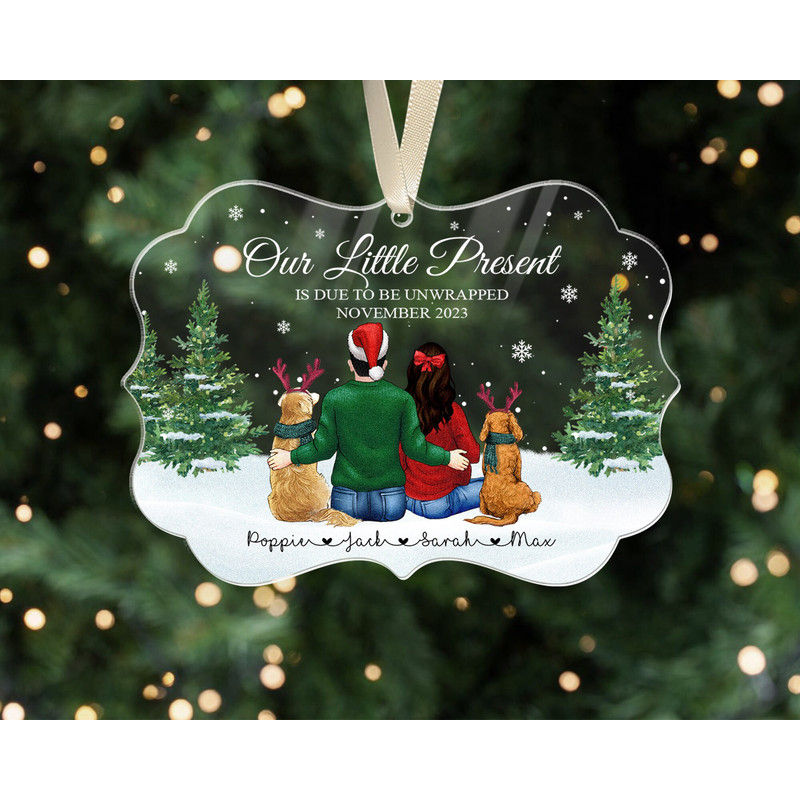 Custom Expecting Family Ornament, Dog Christmas Ornament, Personalized Expecting Parents Ornament, 2023 Christmas Family Keepsake Ornament - 10.jpg