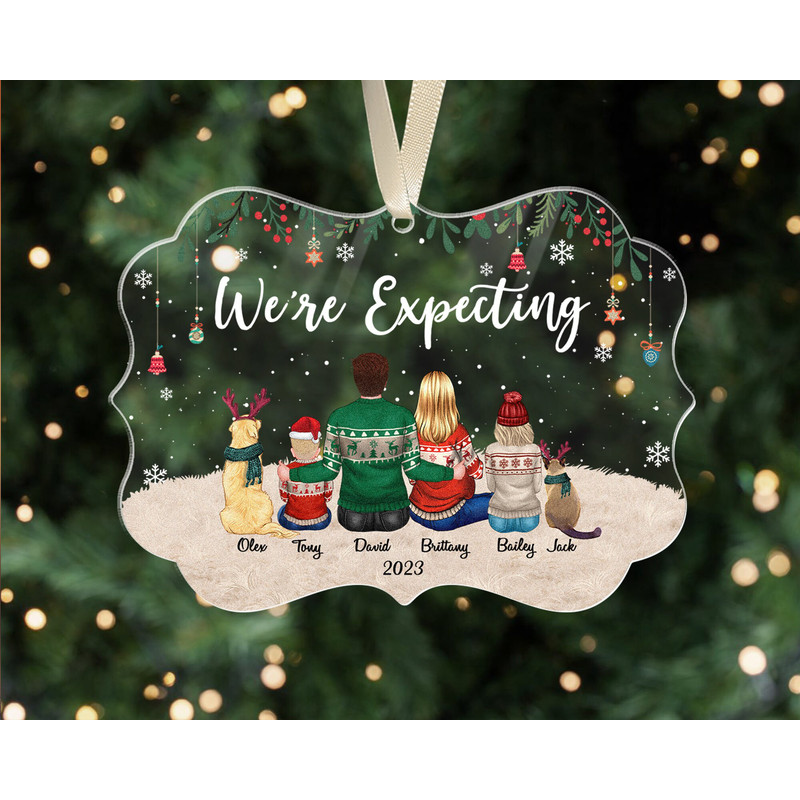 Custom Expecting Family Ornament, We're Expecting Ornament, Pregnancy Announcement Gifts, Custom Family and Pets Ornament, Family Keepsake - 10.jpg