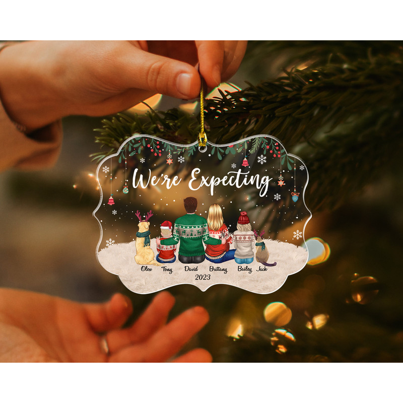Custom Expecting Family Ornament, We're Expecting Ornament, Pregnancy Announcement Gifts, Custom Family and Pets Ornament, Family Keepsake - 8.jpg