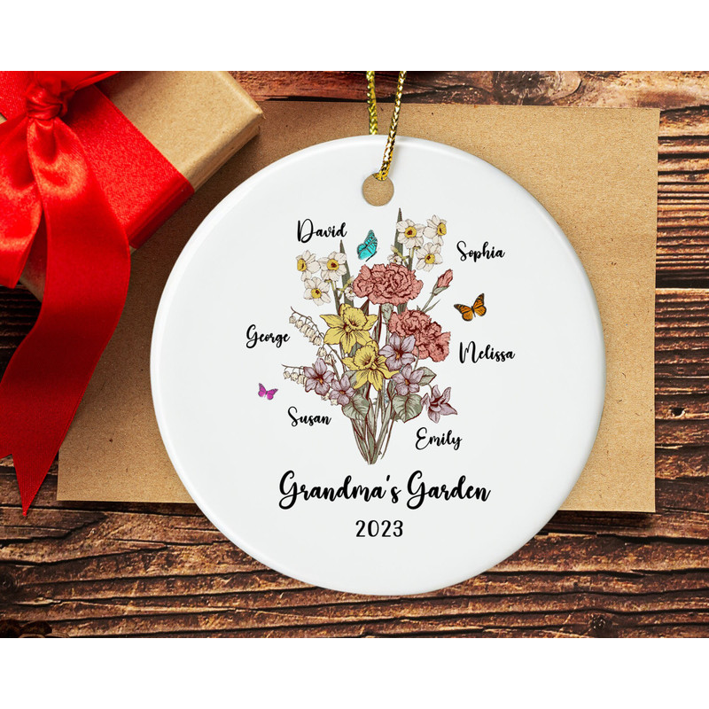 Custom Grandma's Garden Ornament with Kids Name, Birth Month Flower Ornament, Christmas Gifts for Grandma, Nana Xmas Gift, Christmas Decor - 2.jpg