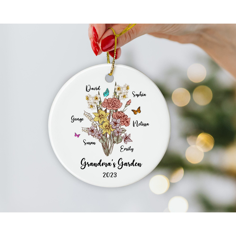 Custom Grandma's Garden Ornament with Kids Name, Birth Month Flower Ornament, Christmas Gifts for Grandma, Nana Xmas Gift, Christmas Decor - 4.jpg