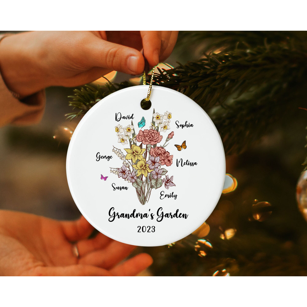Custom Grandma's Garden Ornament with Kids Name, Birth Month Flower Ornament, Christmas Gifts for Grandma, Nana Xmas Gift, Christmas Decor - 6.jpg