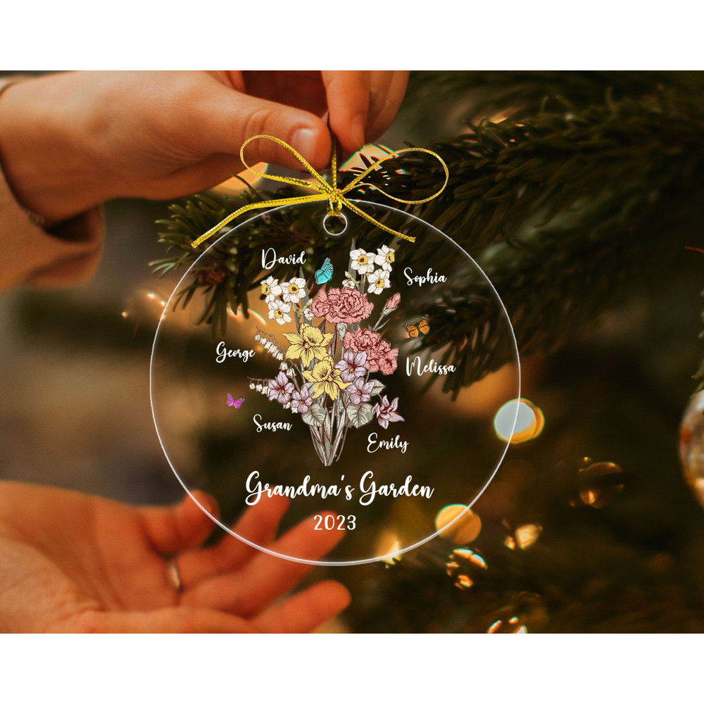 Custom Grandma's Garden Ornament with Kids Name, Birth Month Flower Ornament, Christmas Gifts for Grandma, Nana Xmas Gift, Christmas Decor - 7.jpg