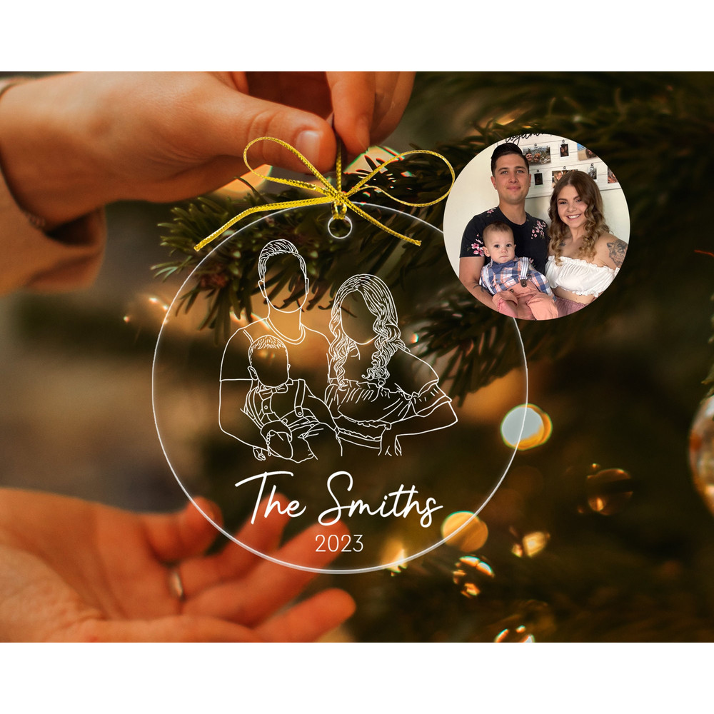 Custom Photo Ornament with Outline, Personalized Family Portrait Ornament with Photo, Christmas 2023 Ornament, Christmas Family Keepsake - 3.jpg