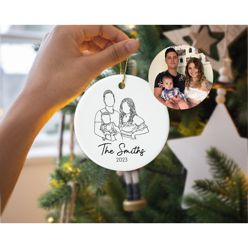 Custom Photo Ornament with Outline, Personalized Family Portrait Ornament with Photo, Christmas 2023 Ornament, Christmas Family Keepsake - 4.jpg