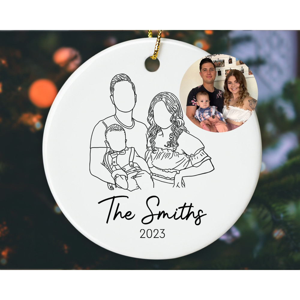 Custom Photo Ornament with Outline, Personalized Family Portrait Ornament with Photo, Christmas 2023 Ornament, Christmas Family Keepsake - 5.jpg
