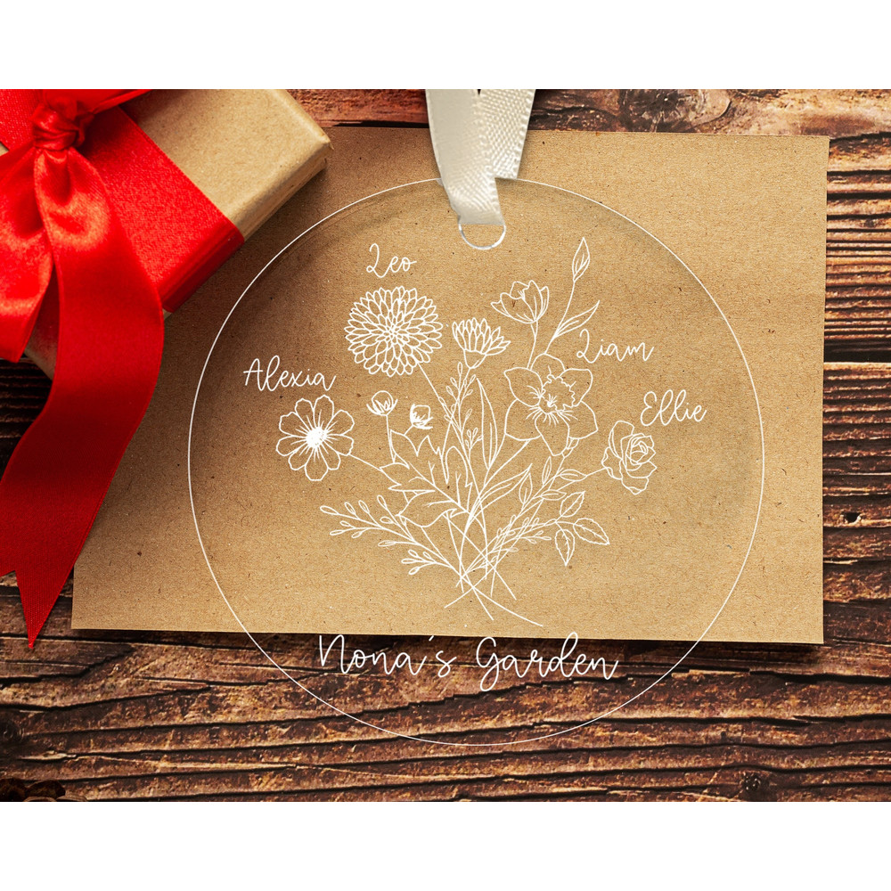 Grandma Ornament, Grandma Gift, Custom Birth Month Flower Ornament, Nana's Garden Ornament, Christmas Gifts For Grandma, Nana Gift - 1.jpg