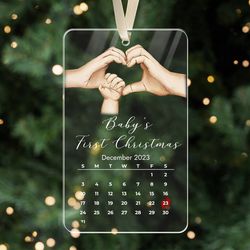 personalized babys first christmas ornament, family of three ornament, new family christmas ornament