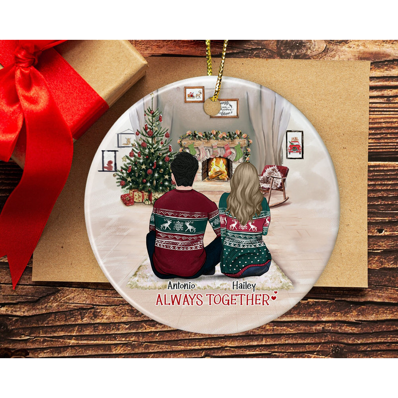 Personalized Couple Christmas Ornament, New Couple Ornament, New Family Christmas Ornament, Christmas Gifts for Couple, Couple Portrait Gift - 1.jpg