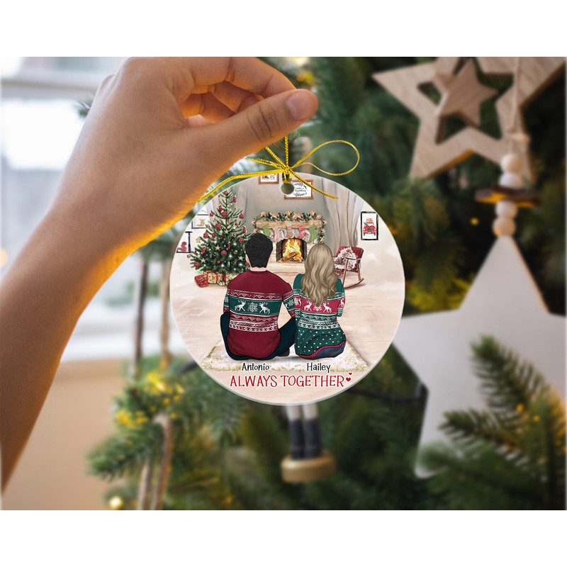 Personalized Couple Christmas Ornament, New Couple Ornament, New Family Christmas Ornament, Christmas Gifts for Couple, Couple Portrait Gift - 4.jpg