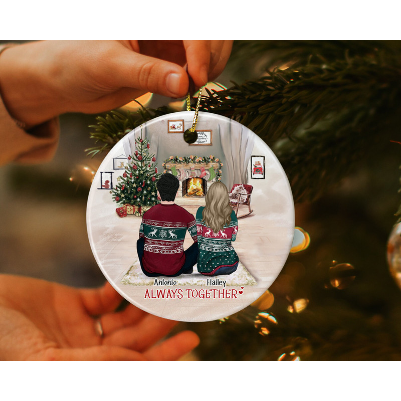 Personalized Couple Christmas Ornament, New Couple Ornament, New Family Christmas Ornament, Christmas Gifts for Couple, Couple Portrait Gift - 5.jpg