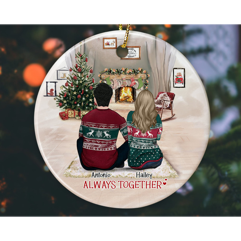 Personalized Couple Christmas Ornament, New Couple Ornament, New Family Christmas Ornament, Christmas Gifts for Couple, Couple Portrait Gift - 6.jpg