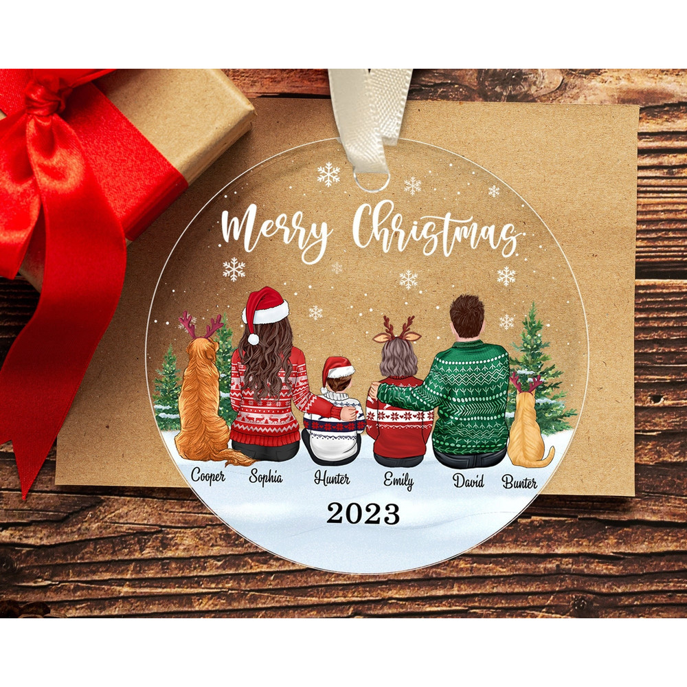 Personalized Family and Pet Ornament, Custom Family Christmas Ornament with Pets, Xmas Family Keepsake Ornament, Christmas Decor, Noel Decor - 1.jpg
